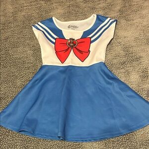 Sailor Moon Blue and White Dress with Red Bow 4/5 girls
